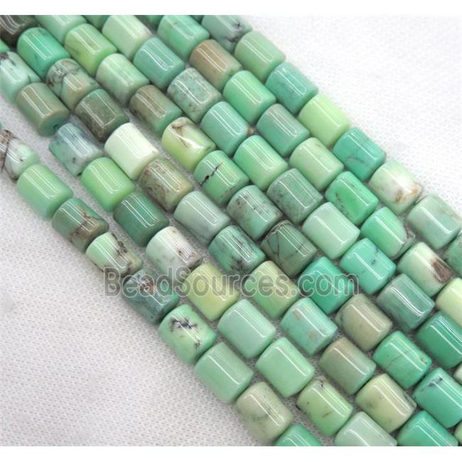 green grass Agate beads, 3faces tube