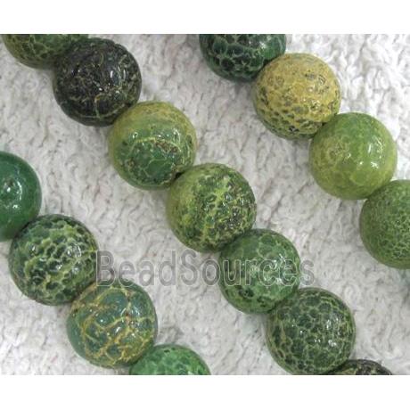 Crackle agate stone bead, round, green