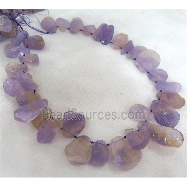 Ametrine chip bead, freeform, purple