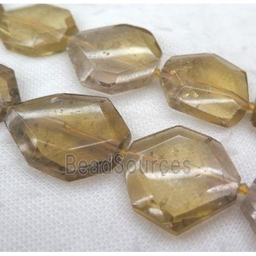 lemon quartz slice beads, faceted freeform