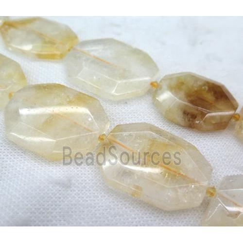 Citrine slice bead, faceted freeform, yellow