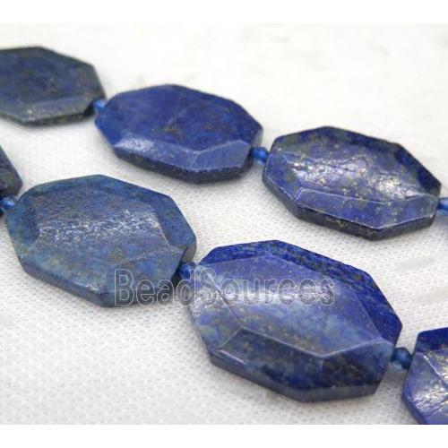 Lapis Lazuli slice bead, faceted freeform, blue