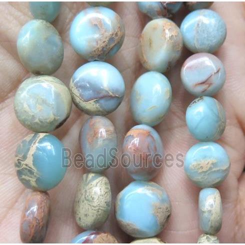 SnakeSkin jasper bead, flat round