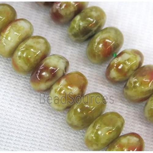 Green Serpentine Jasper rondelle Beads