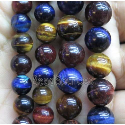 colorful tiger eye stone beads, round