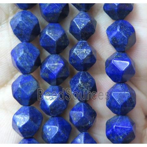 faceted round Lapis Lazuli beads ball, blue, starcut