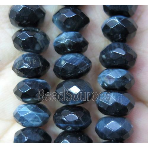 inkblue tiger eye stone beads, faceted rondelle