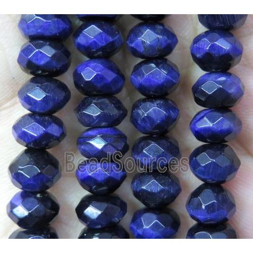 royalblue tiger eye stone beads, faceted rondelle