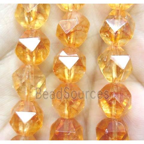 natural Citrine beads cut round golden dye