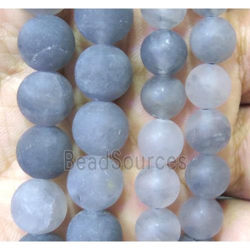 matte grey Cloudy Quartz beads, round