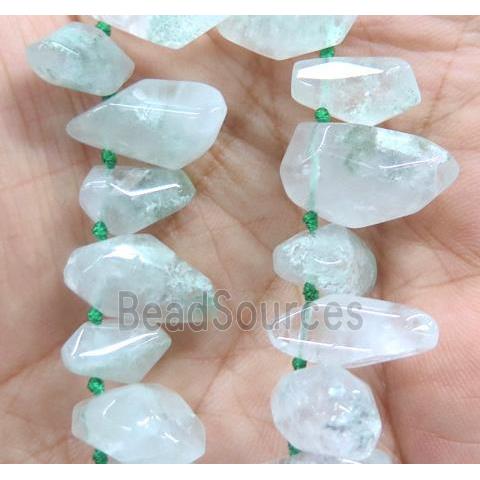 green quartz beads, freeform