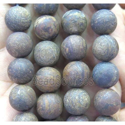 Bronzite bead, matte, round