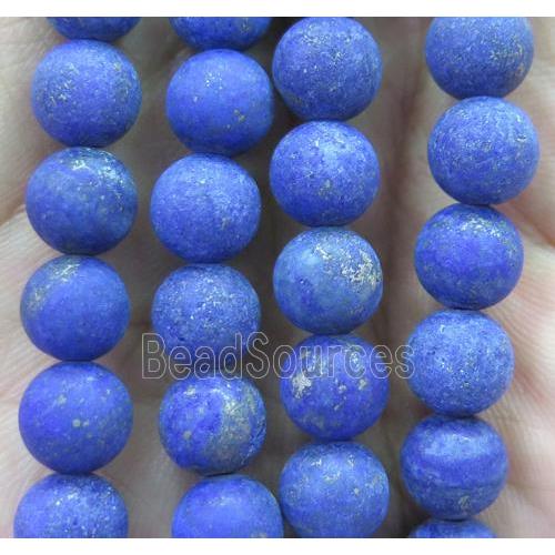 blue Lapis Lazuli bead, matte, round