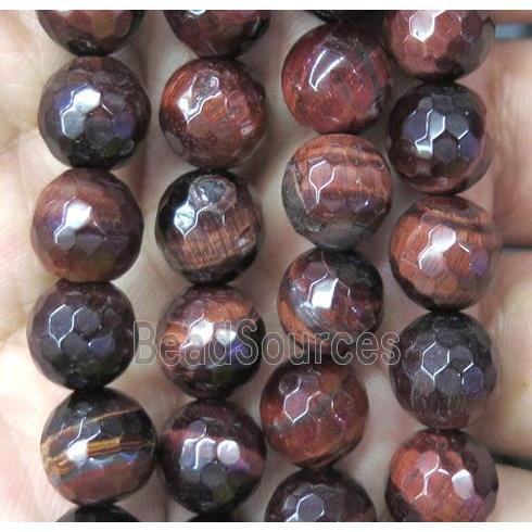 faceted round Red Tiger eye stone beads