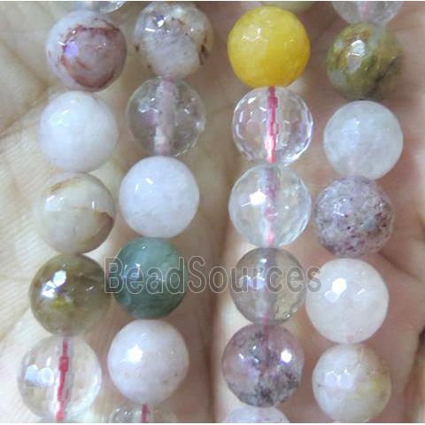 rutilated quartz bead, faceted round