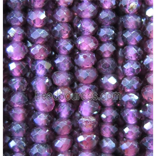 garnet bead, faceted rondelle