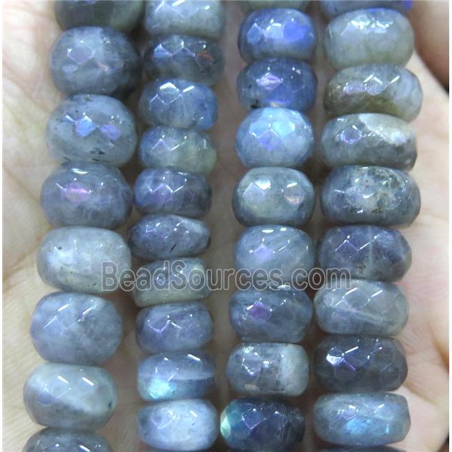 Labradorite bead, faceted rondelle