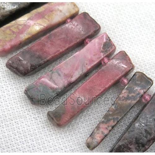 red Rhodonite stick beads