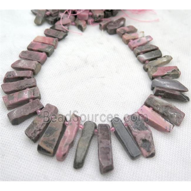 red Rhodonite stick beads