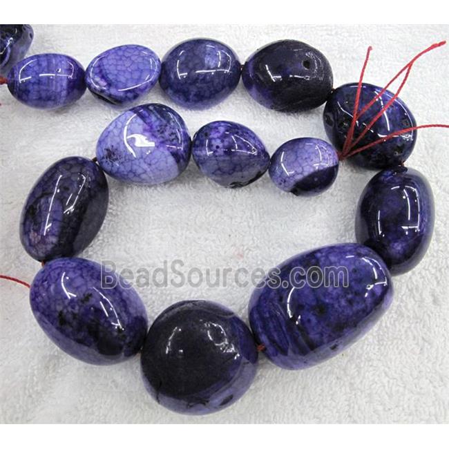 veins agate bead for necklace, freeform, purple