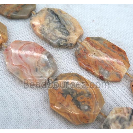 Crazy Agate Beads, faceted freeform