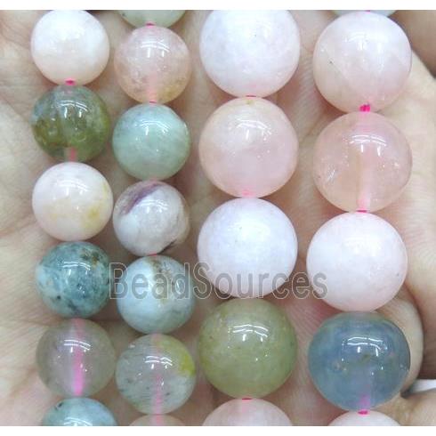 Morganite beads, round, A grade