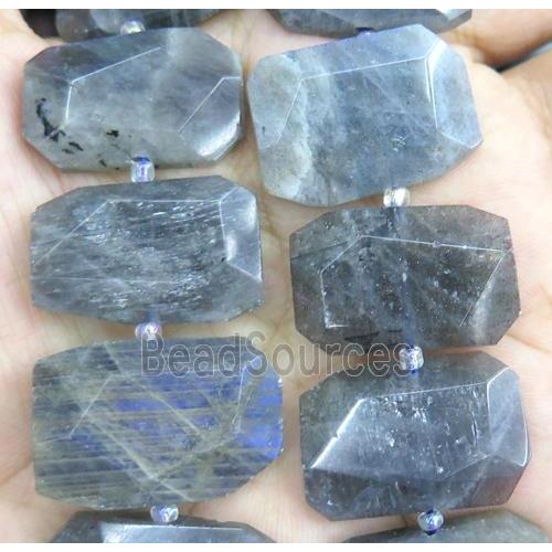 Labradorite beads, faceted rectangle