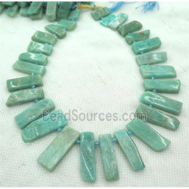 Russian Amazonite collar beads, stick, green