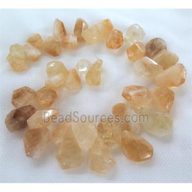 citrine beads, faceted teardrop, yellow