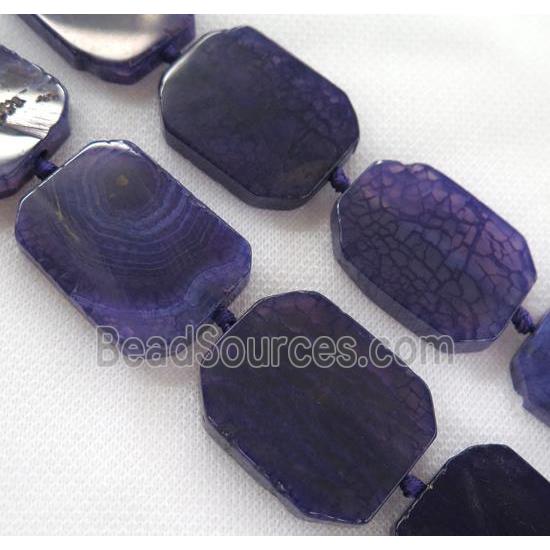 purple agate beads, slice, rectangle