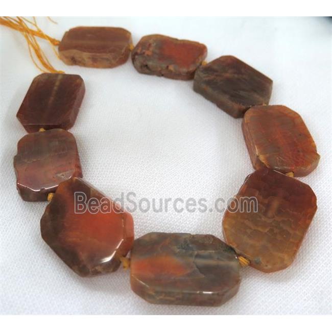 orange agate bead, slice, rectangle