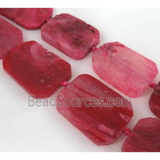 red agate beads, slice, rectangle