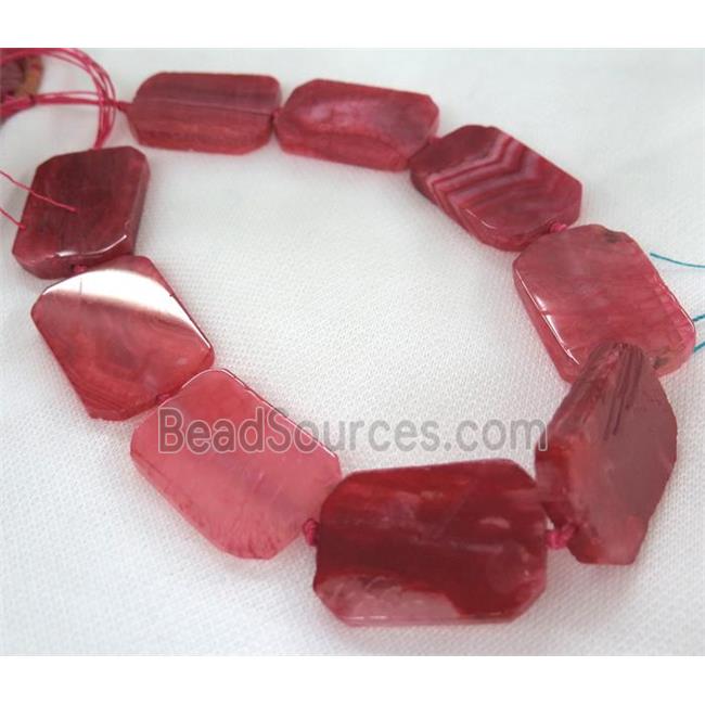 red agate beads, slice, rectangle