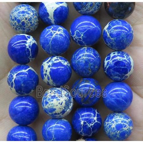 royal-blue Sea Sediment Jasper bead, round