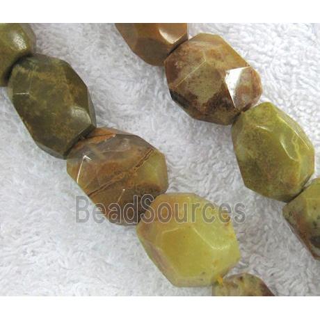 green Opal Jasper nugget beads, faceted freeform