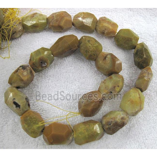 green Opal Jasper nugget beads, faceted freeform