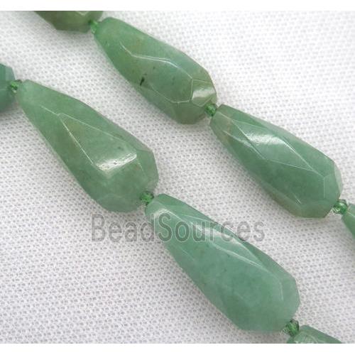 green Aventurine beads, faceted teardrop