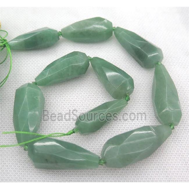 green Aventurine beads, faceted teardrop