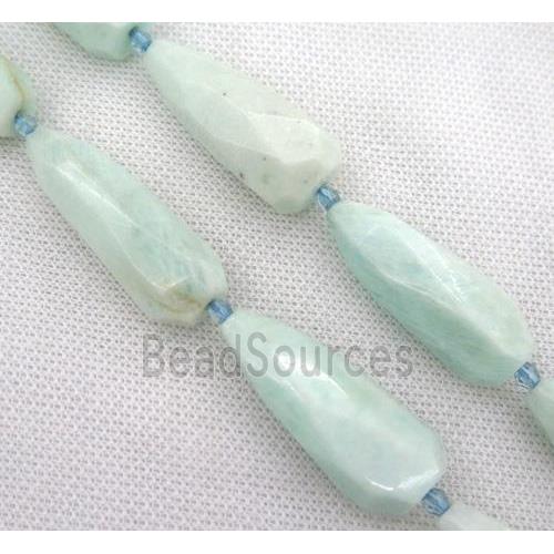 Amazonite bead, faceted teardrop, AB-grade