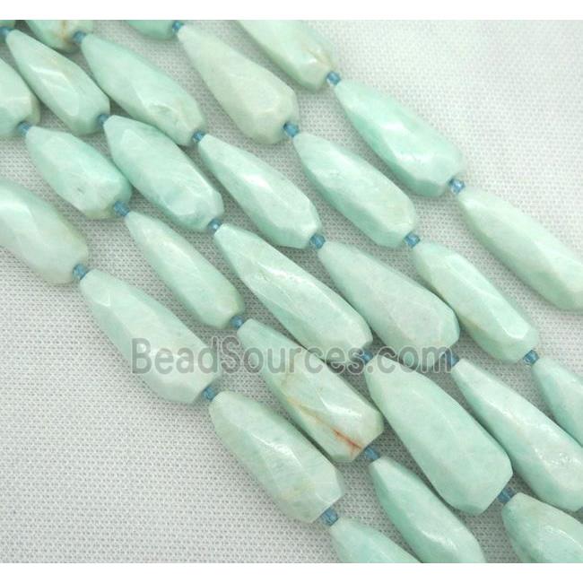 Amazonite bead, faceted teardrop, AB-grade