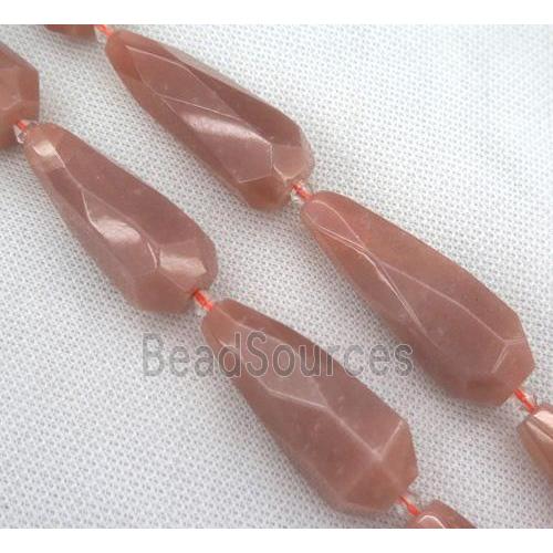 pink SunStone bead, faceted teardrop