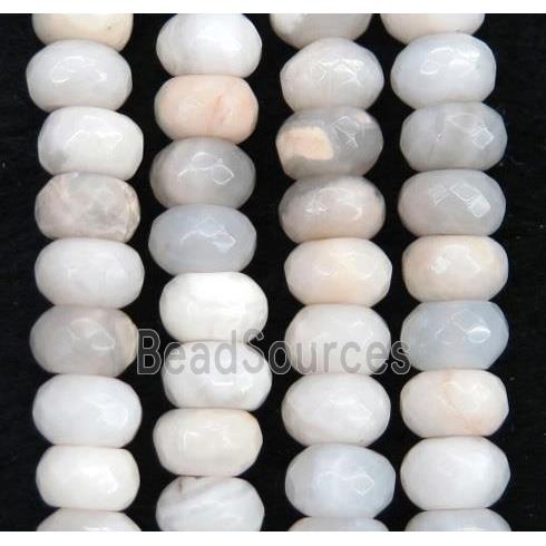 white Crazy Agate beads, faceted rondelle