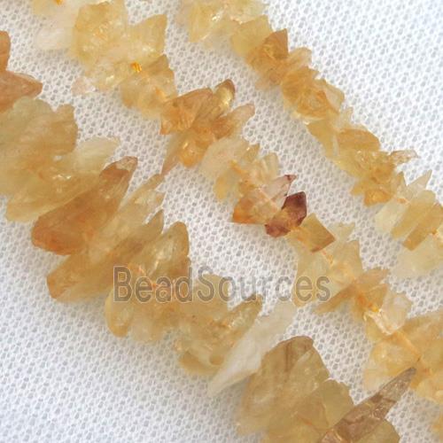 citrine beads, freeform chips, yellow