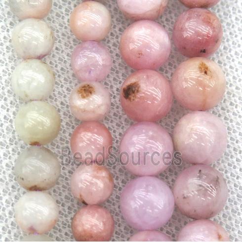 round Kunzite Beads, pink, AB-Grade