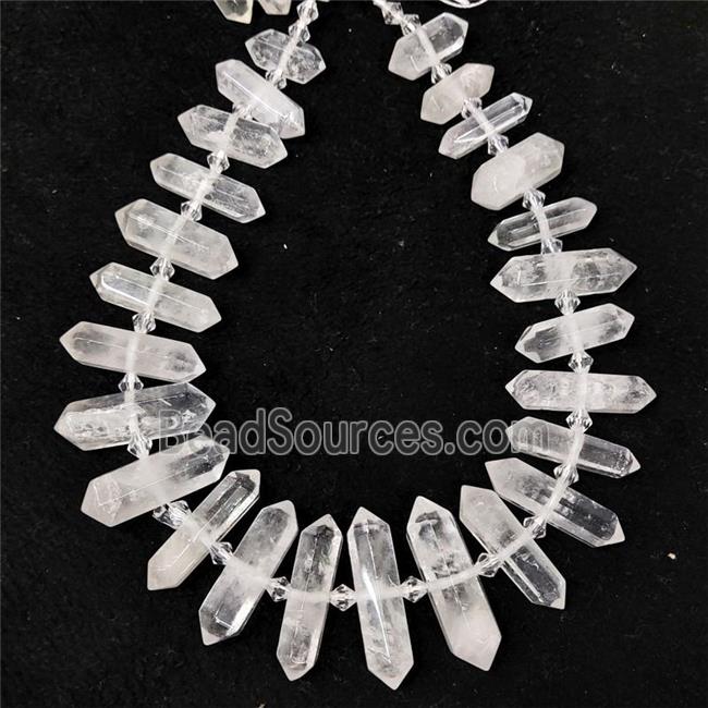 Clear Quartz Bullet Beads, point