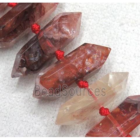 Red Iron-Quartz Bullet Beads Ferruginous