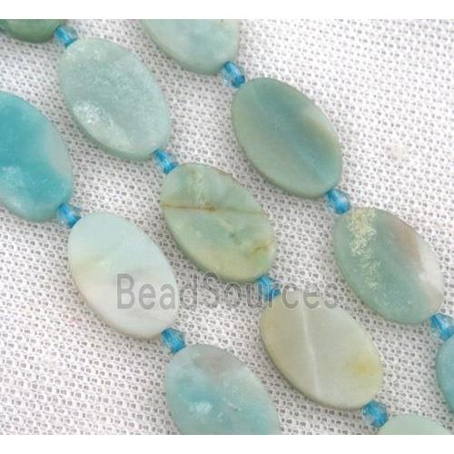 Amazonite oval beads, matte, blue