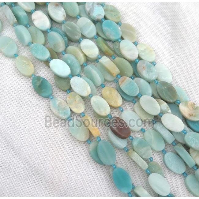 Amazonite oval beads, matte, blue