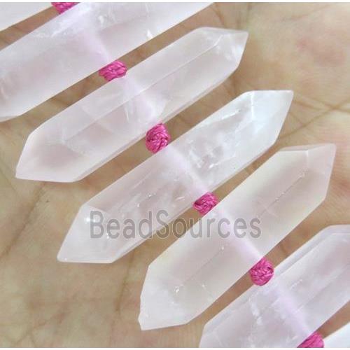 Rose Quartz Bullet Beads, point, matte, pink