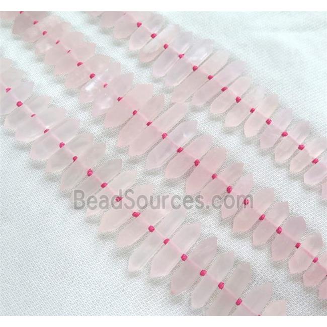 Rose Quartz Bullet Beads, point, matte, pink